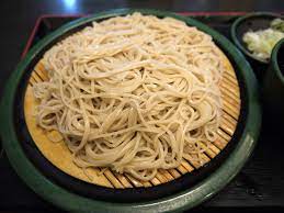 Soba noodles are a thin strip of fresh or dried buckwheat dough that are boiled before they're eaten. Soba Simple English Wikipedia The Free Encyclopedia