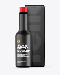 Glossy Sauce Bottle W Box Mockup In Bottle Mockups On Yellow Images Object Mockups