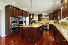 Go for cherry wood kitchen cabinets from gec cabinet depot. Dark Floor Cherry Cabinets With Tan Or Brown Granite Cherry Cabinets Kitchen Kitchen Remodel Small New Kitchen Designs