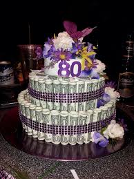 Pinterest 80th Birthday Party Ideas For Grandma 80 Dollar Bill Cake For My Moms 80th Birthday Floral Foam Covered With Wrapping Paper Tiny Rubber Ban 75th Birthday Parties 80th Birthday 80th Birthday Party