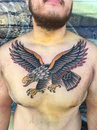 Traditional Chest Eagle Tattoo By Rio Vandivier Eagle Tattoo Chest Tattoo Tattoo For Men Eagle Chest Tattoo Traditional Chest Tattoo Tattoos For Guys