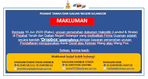 Tarikh mula semakan kelulusan akan dimaklumkan dari semasa ke semasa. Portal Rasmi Pejabat Tanah Dan Galian Selangor