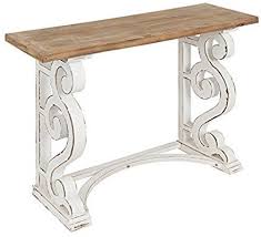 Amazon Com Kate And Laurel Wyldwood Country French Solid Wood Console Table Rustic White Legs Natu Wood Console Table Wood Console Farmhouse Console Table