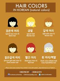 Vocabulary Hair Colors Natural In Korean Learn Basic Korean Korean Language Korean Language Learning