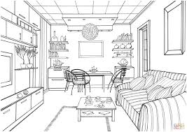 Over 100,000 pages to choose from. Living Room With A Luminous Ball Coloring Page From Interior Design Category Select Interior Design Drawings Interior Design Sketches Room Perspective Drawing