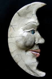 Contemporary Ceramics Sweet Crescent Moon Face Original Art From Becky Dennis Moon Art Sculpture Clay Moon Face