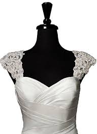 Dobelove Romantic Beaded Detachable Cap Sleeve Lace Wedding Dress Bolero Jacket D Cap Sleeve Wedding Dress Lace Lace Wedding Dress Vintage Wedding Dress Bolero