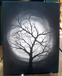 Black And White Tree Art Canvas Introverted Painting Black And White Tree Black Canvas Paintings Black Canvas Art Dark Paintings