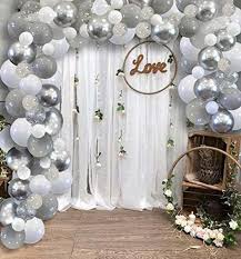 Balloon Arch Kit Balloon Garland Strong Multicolor Thick Balloons Metallic Silver Light Grey White Clear Chrome Confetti Birthday Party Decor Decorations 4 Part In 2020 Silver Wedding Anniversary Party Wedding Anniversary Party Decorations