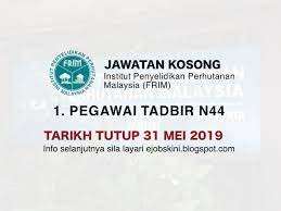 Permohonan jawatan kosong pemandu peribadi di mkh berhad reviewed by mohd zaki mohamad on march 22, 2019 rating: Jawatan Kosong Terkini Di Frim Tarikh Tutup 31 Mei 2019