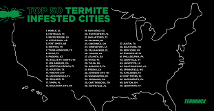 Leading pest removal services covers all areas near. Top 50 Termite Cities In U S Terminix