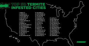 Termites occur in texas coastal counties, with western spot infestations in uvalde and san biology differs from the more common subterranean termite because it does not nest in the ground and thus requires a different, more expensive treatment approach. Top 50 Termite Cities In U S Terminix