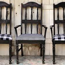 Black Buffalo Check Dining Chairs Plus Video Tutorial Dining Chair Makeover Chair Makeover Painted Wood Chairs