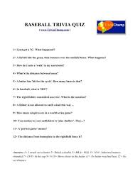 You can use this swimming information to make your own swimming trivia questions. Baseball Trivia Quiz Trivia Champ