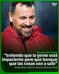 LAS COSAS VAN A SALIR" 🗨 Cristian "Ogro" Fabbiani habló tras el 1-1 entre  Newell's y Central Córdoba en el Coloso. "Yo a Newell's lo quiero. Cuando  agarré el 90% de mis