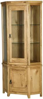 Genoa Solid Oak Furniture Glazed Corner Display Cabinet Stand Unit Solid Oak Furniture Glass Cabinets Display Display Cabinet
