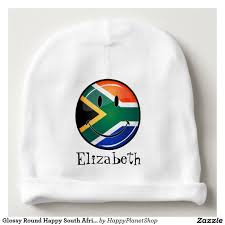 Glossy Round Happy South African Flag Baby Beanie Zazzle Com Baby Beanie South African Flag South Africa Flag