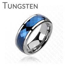 Blue Tungsten Spinner Multi Faceted Silver And Blue Tungsten Carbide Spinning Center Band Blue Steel Jewelry Featuring Stainless Steel Tungsten And Titani Blue Rings Sapphire Engagement Ring Blue Aquamarine
