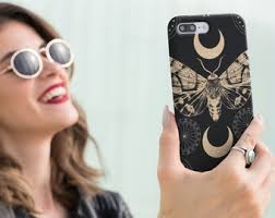 Mystical Phone Case Aesthetic Phone Case iPhone Case Protective Tough Case  Samsung Case Moth Mystical Moon Case Spiritual Boho Phone Cover
