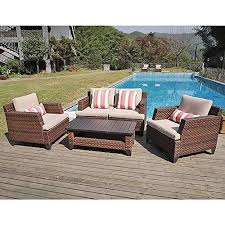See Sunsitt 5 Piece Outdoor Furniture Sofa Set Brown Pe Rattan Decor In 2020 Furniture Sofa Set Outdoor Furniture Sofa Conversation Set Patio