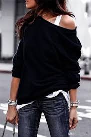 Kadin Uzun Kollu Kazak Casual Boy Baggy Kapali Omuz Gomlek Kazak Dhl Baggy Kati Kazak Gevsek Tunik T Gomlek Bluz Tops Kadin Olmak Tarz Moda Moda
