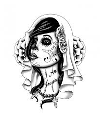Black And White Womans Face Tattoo Design Face Of Zombie Woman Tattoo Day Of The Dead Tattoo Designs Tattoos Tattoo Designs