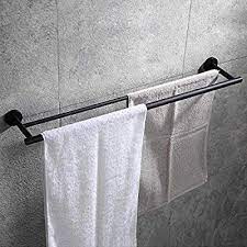 Hoooh Double Bath Towel Bar 30 Inch Matte Black Stainless Steel Hand Towel Rack For Bathroom A102l75 Bk Towel Rack Bathroom Towel Rack Bath Towel Racks