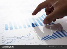 Touching Growth Chart Reviewing Accounting Data Stock
