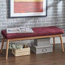 Find the right dining benches for your kitchen at low prices. Sasha Oak Angled Leg Linen Dining Bench Inspire Q Modern On Sale Overstock 11835422