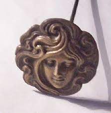 Vintage Brass Lady Face Ladies Hat Pin Alfileres De Sombrero Peinetas Sombreros