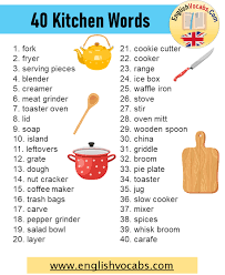 The kitchen utensil set comes along with 10 pieces of useful kitchen tools. 40 Kitchen Utensils Vocabulary Kitchen Words List English Vocabs