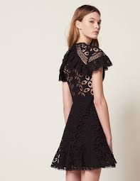 Ruffled Lace Dress R20476e Dresses Sandro Paris Lace Dress With Sleeves Long Knitted Dress Lace Dress
