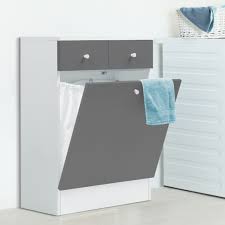 En premier lieu, n'hésitez pas à vous servir du dessus d'un meuble le collecteur de linge se range ainsi aisément dans un coin. Meuble Avec Bac A Linge Integre En Bois Gris Blanc