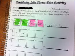 Middle School Math Madness Combining Like Terms Dice Activity Combining Like Terms Like Terms Middle School Math
