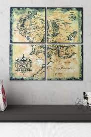 Multipanel Wooden Map One Ring Lord Of The Rings Middle Earth Map Poster Middle Earth Art Middle Earth Art Wooden Map Map Wall Art Decor