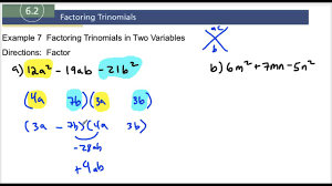Then, find what's common between the terms in each group, and factor the commonalities out of the terms. 6 2 Example 7 Factoring Trinomials In Two Variables Youtube