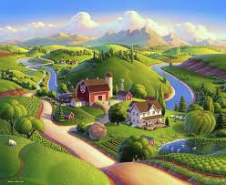 Valley Spring Farm Art Print By Robin Moline In 2021 Farm Art Drawing Scenery Farm Scene Painting