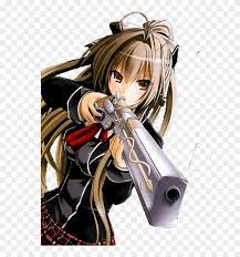 Girls with guns is a subgenre of action films and animation—often asian films and anime—that portray a female protagonist who makes use of firearms to defend against or attack a group of antagonists. Transparent Anime Meow Girl Anime Badass Girl With Gun Hd Png Download 555x833 2403449 Pngfind