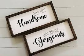 Good Morning Gorgeous Sign Hello There Handsome Sign Good Morning Gorgeous Bathroom Signs Contemporary Living Room Furniture