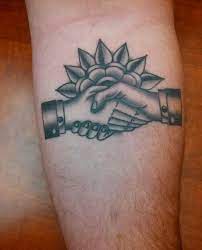 Tattoo Handshake Friendship Americantraditional Blackandgrey Shaking Hands Tattoo Tattoos Hand Tattoos