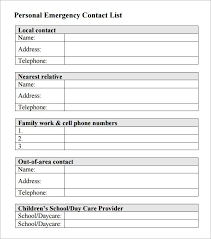 10 Contact List Template Word Excel Pdf Templates List Template Contact List Emergency Contact List