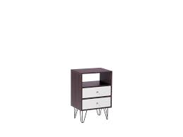 2 Drawer Bedside Table Dark Wood With White Arvin Beliani Co Uk
