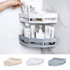 Bathroom Shelf Adhesive Storage Rack Corner Holder Shower Gel Shampoo Basket Ebay Shower Storage Bathroom Basket Storage Shower Shampoo Holder