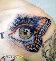 Butterfly Eye Tattoo I Designed To Fill A Space On Andrews Shoulder So Far 3 Hours Of Work Will Probably Eye Tattoo Butterfly Eyes Realistic Butterfly Tattoo