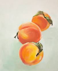 Original Food Painting By Lara Felsing Realism Art On Paper Summer Peaches Oil Pastel Paintings Peach Art Oil Pastel Art