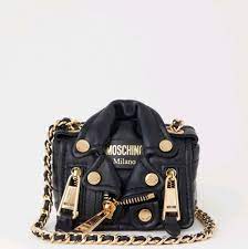 Moschino X H M Biker Jacket Shaped Mini Leather Shoulder Bag Gold Plated Metal Details Magnetic Flap Dust Bag Includ Leather Shoulder Bag Bags Leather Bag