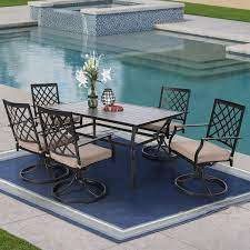 I don't usually enjoy shopping, but they made the whole process very easy and fun. Mf Studio Outdoor Patio 7pcs Patio Dining Sets With 1pc Rectangular Metal Dining Table And 6pcs Bistro Swivel Chairs Black Walmart Com Walmart Com