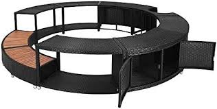 Casaria Xxl Poly Rattan Whirlpool Umrandung Pool Rahmen Verkleidung Poolumrandung Mit Stauraum Eukalyptusholz Schwarz Amazon D Pool Umrandung Verkleidung Pool