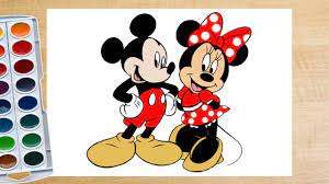 Draw a long, curved line from the top of the head to the cheek. How To Draw Mickey Mouse And Minnie Mouse Mickey Mouse Simple Drawing Youtube