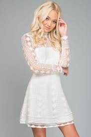 Amelia Lace Overlay Peek A Boo Dress White White Lace